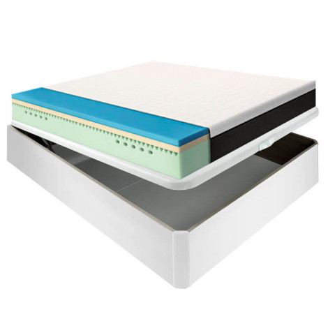 Colchón Emma 25 cm haut confort + lit pliant bois divers coloris hauteur 34 cm 2