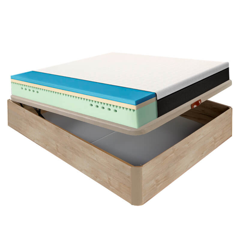 Colchón Emma Original mattress 25 cm high comfort + Emma wood folding box seat various colors height 37 cm