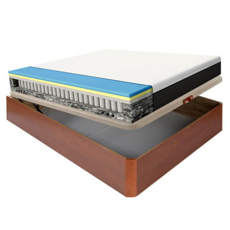 Colchón Emma Hybrid 25 cm premium fresco + canapé abatible madera varios colores altura 32 cm 2