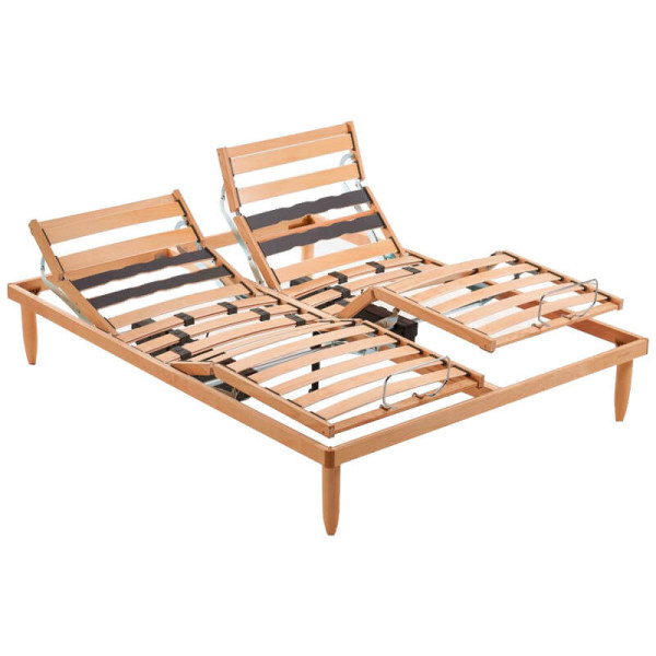 Adjustable natural slatted articulated bed frame