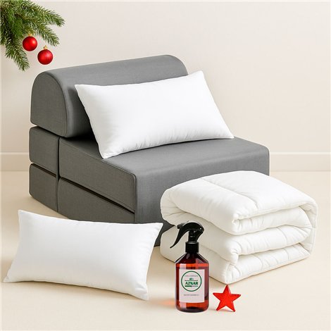 Pack Pouf cama + Nórdico Antialérgico 300 g/m2 + Spray Perfume  + Almohadas