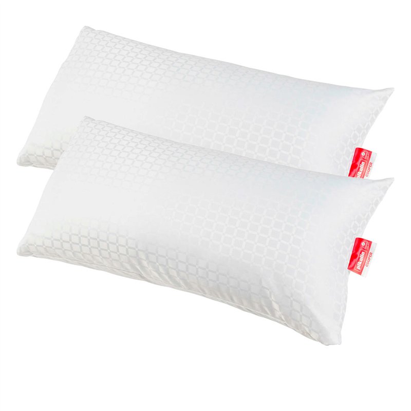 Travesseiro de fibra de cobre, firmeza média e hipoalergênico Pack 2 uds 70 cm