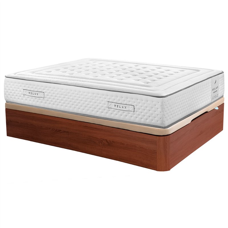 Colchão de molas ensacadas Magnum Firm Relax de 32 cm de alta qualidade + Estrutura de cama dobrável Relax 3D de 32 cm de altura 135x190cm cereja