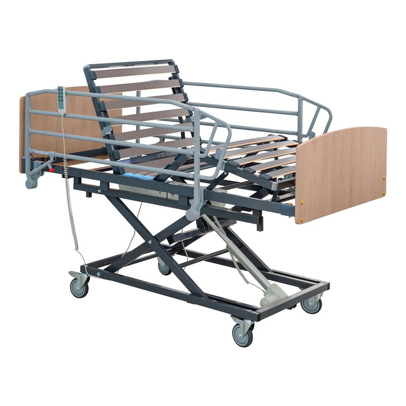 Cama asistencial con carro elevador colchón Antiescaras