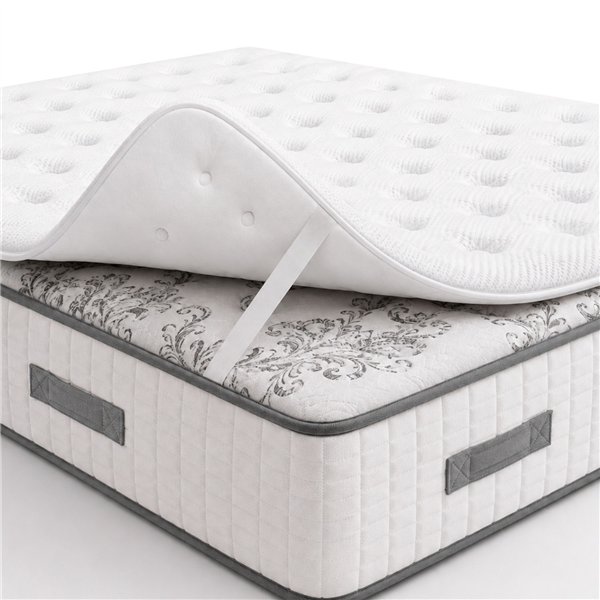 Surmatelas en fibres de 3 cm, adaptable, moelleux, fermeté moyenne, confort optimal