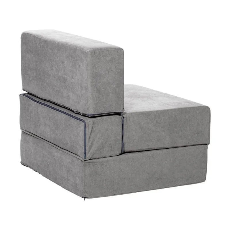 Pouf lit simple pliant capitonné tissu hauteur 80 cm