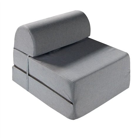 Pouf bed with removable single-folding mattress