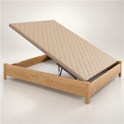 Klappbares Holzbett mit Stauraum, Beinen und eingelassenem Griff, 34 cm hoch